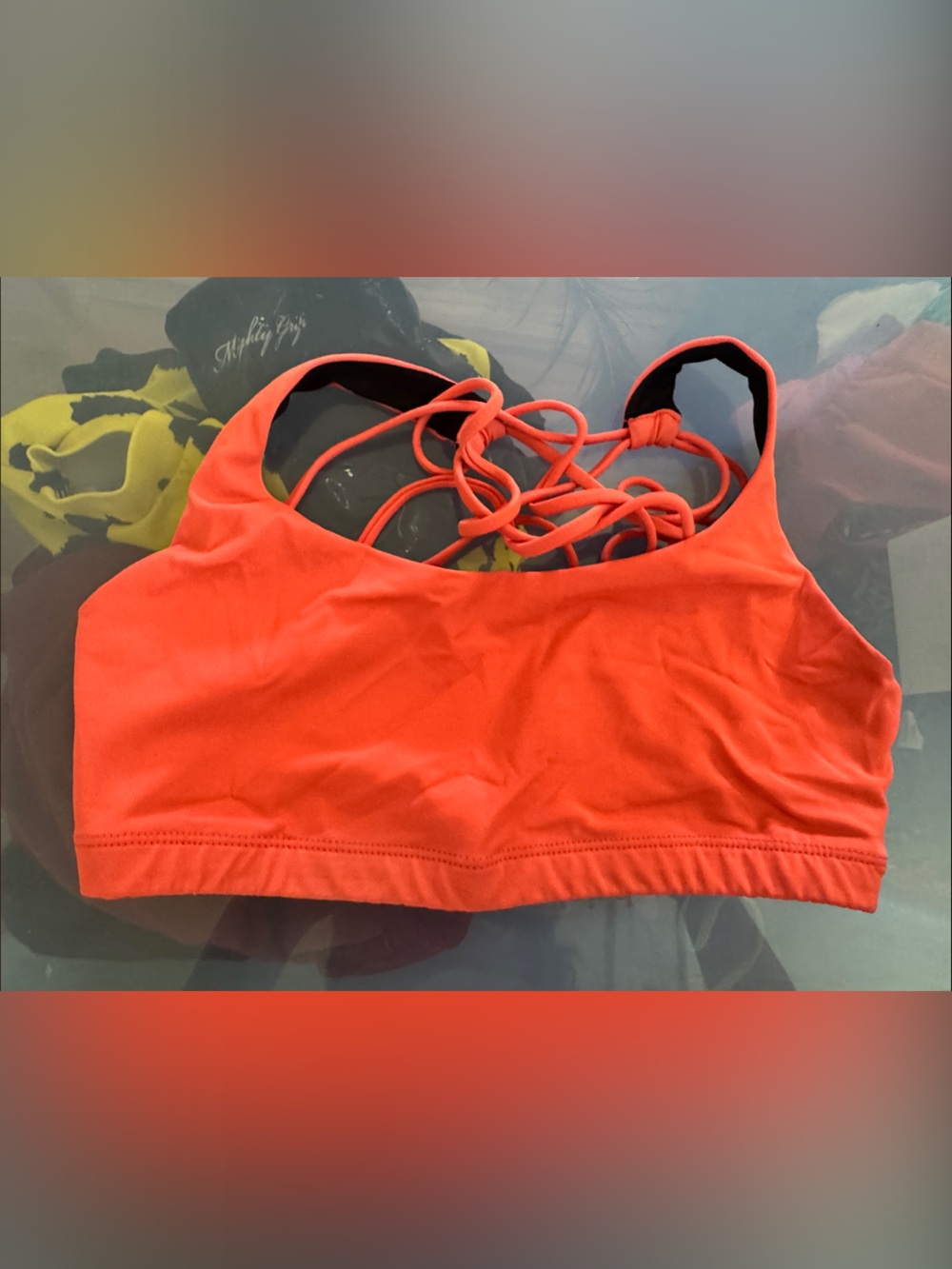 Strappy Sports Bra in Coral with Decorative Back